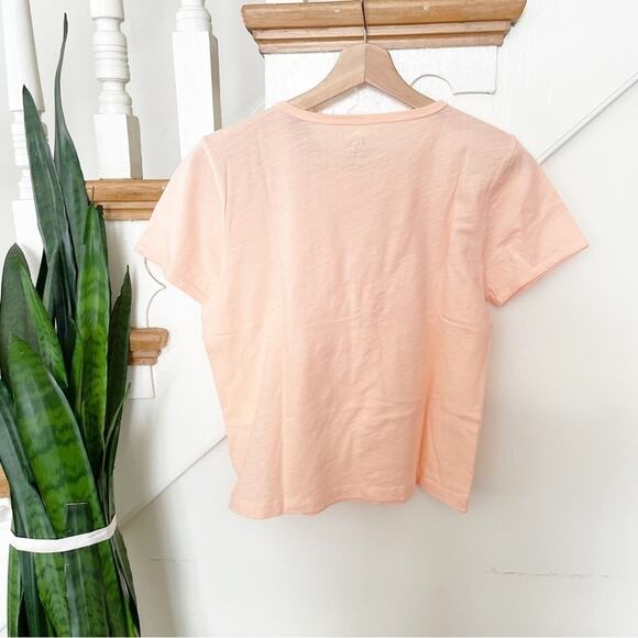 J. Crew NWT Cropped "Wave of love" Cotton Crew Neck Tee Iced Peach Size S - Picture 5 of 7